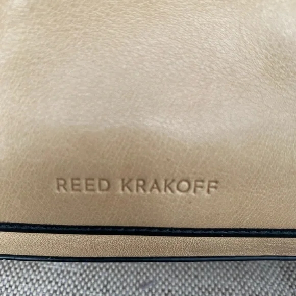 REED KRAKOFF Beige with Black Trimmed Leather "Boxer" Tote Bag. - Picture 8 of 16